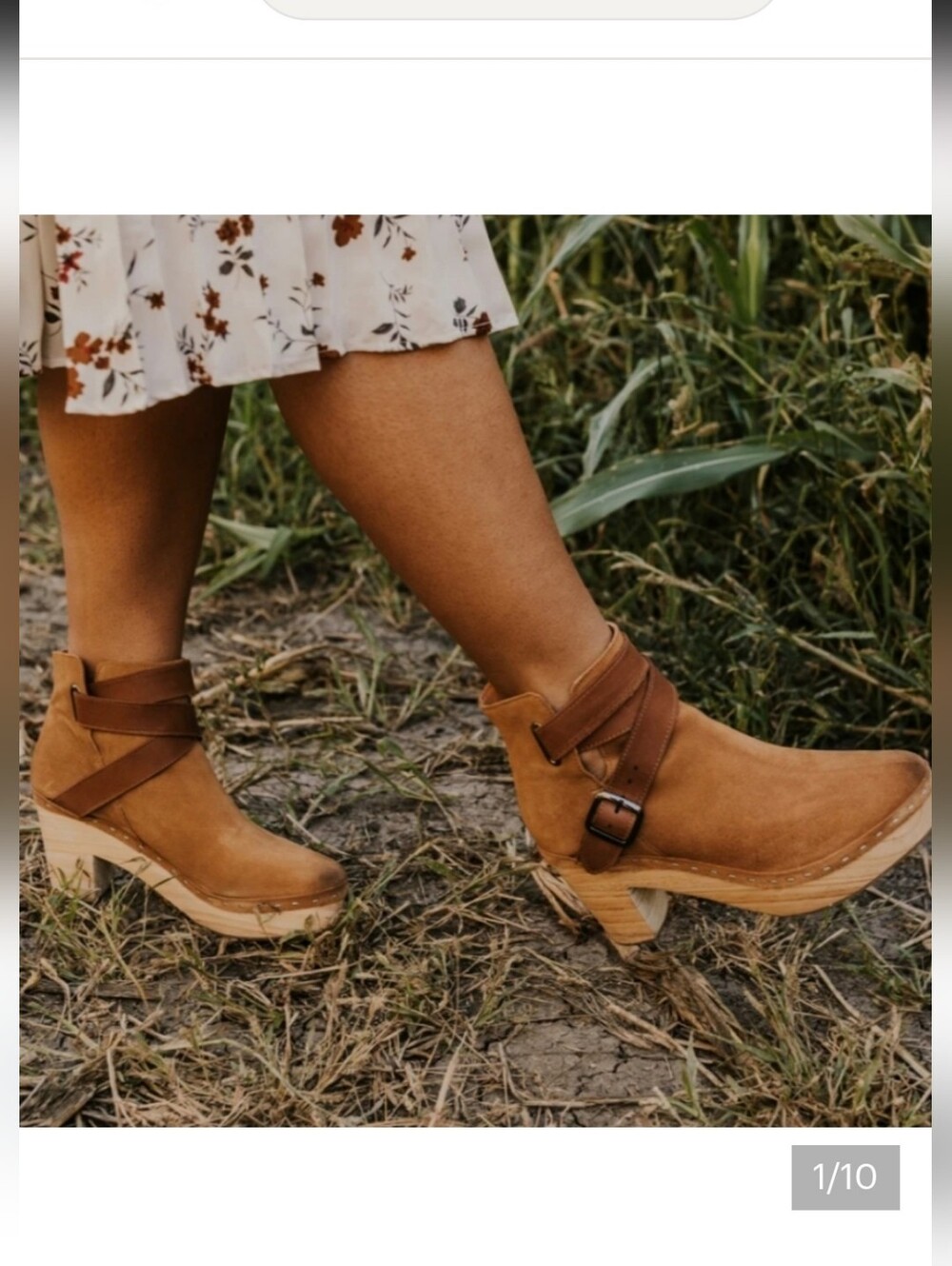 FREE PEOPLE BUNGALOW Brown Suede Buckle Strap Women's Ankle Clogs